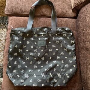 Victoria’s Secret Pink — Black Tote Bag or weekender bag satchel.  Silver design